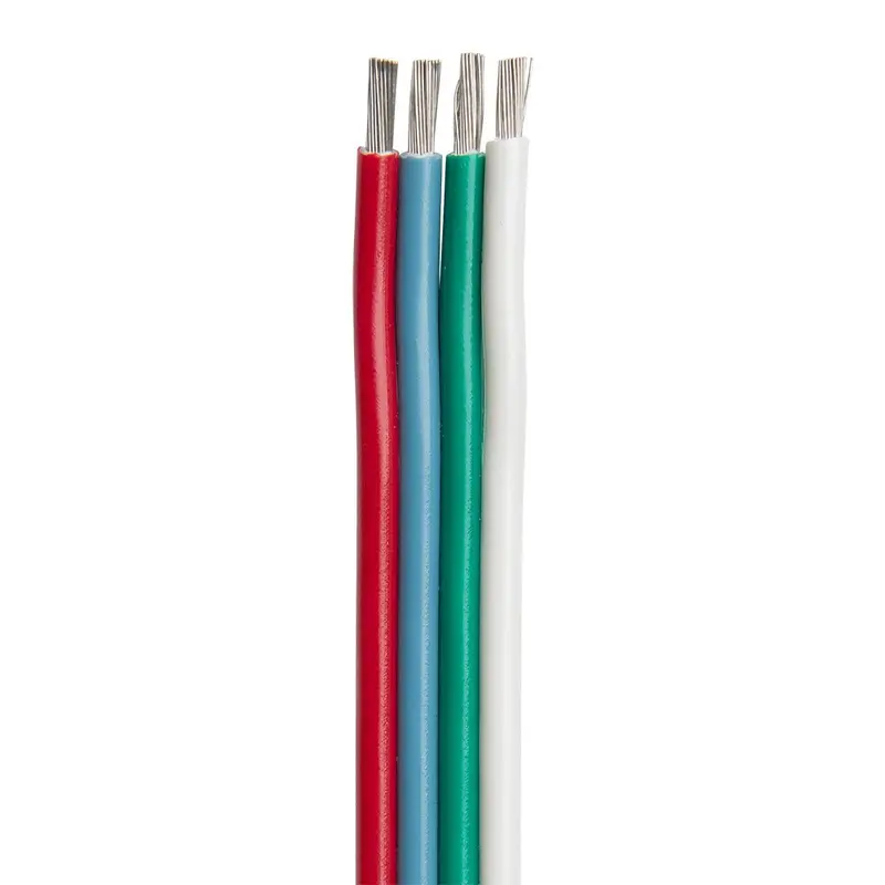 Ancor Flat Ribbon Bonded Rgb Cable 16/4 Awg - Red, Light Blue, Green  White - 100 [160110] 1