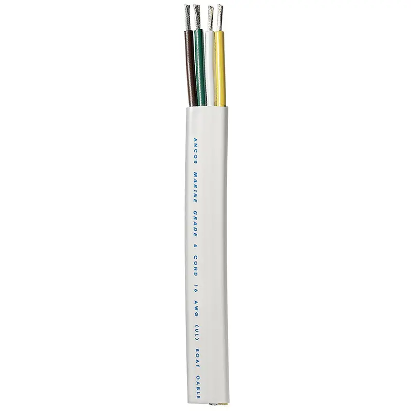 Ancor Trailer Cable - 16/4 Awg - Yellow/White/Green/Brown - Flat - 100' [154010] 1