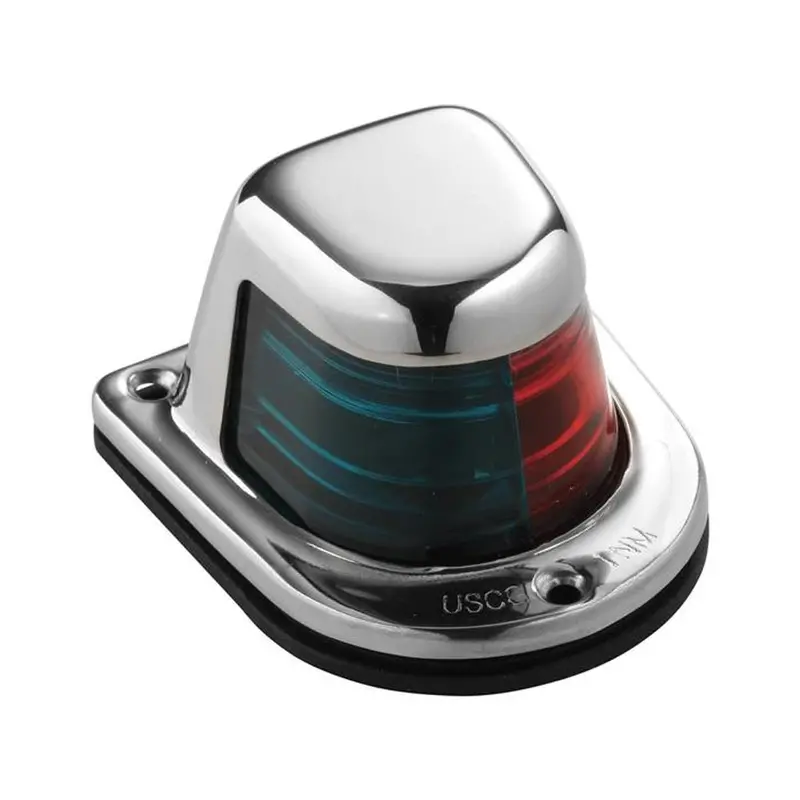 Attwood 1-Mile Deck Mount, Bi-Color Red/Green Combo Sidelight - 12V - Stainless Steel Housing [66318-7] 1