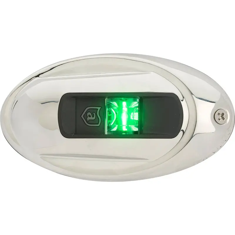 Attwood Lightarmor Vertical Surface Mount Navigation Light - Oval - Starboard (Green) - Stainless Steel - 2Nm [Nv4012ssg-7] 1