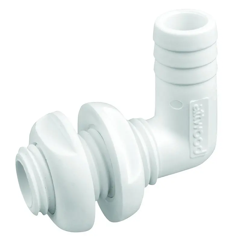 Attwood White Plastic 90 Degree Thru-Hull Connector - 3/4" Inner Diameter [3877-3] 1