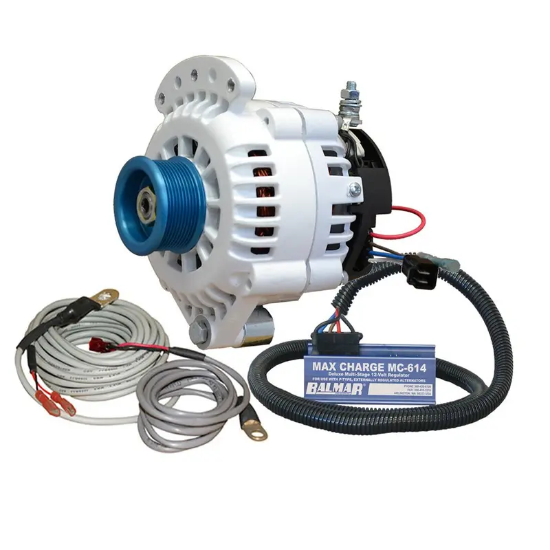 Balmar Alternator 100 Amp Kit 12V 1-2" Single Foot Spindle Mount J10 Pulley Regulator  Temp Sensor [621-Vup-Mc-100-J10] 1