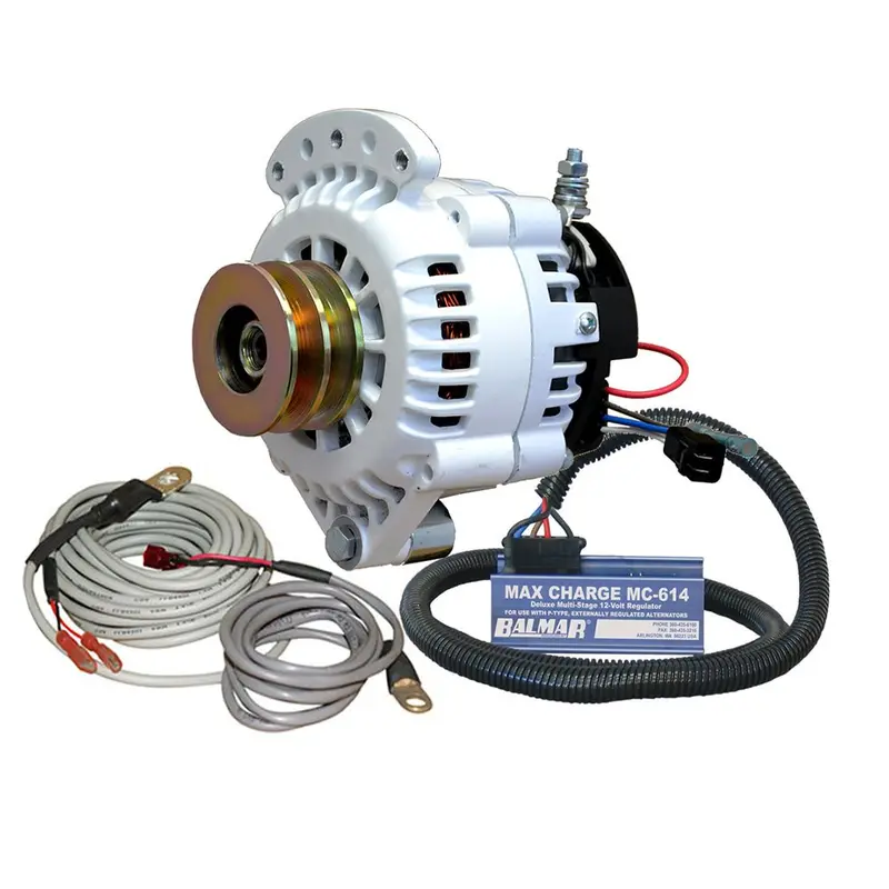 Balmar Alternator 120 Amp 12V 1-2" Single Foot Spindle Mount Dual Vee Pulley Regulator  Temp Sensor [621-Vup-Mc-120-Dv] 1