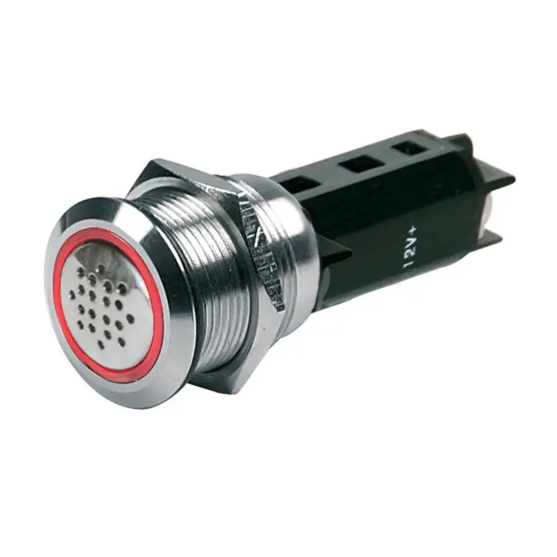 Bep 12V Buzzer W/Red Led Warning Light - Stainless Steel [80-511-0009-00] 1