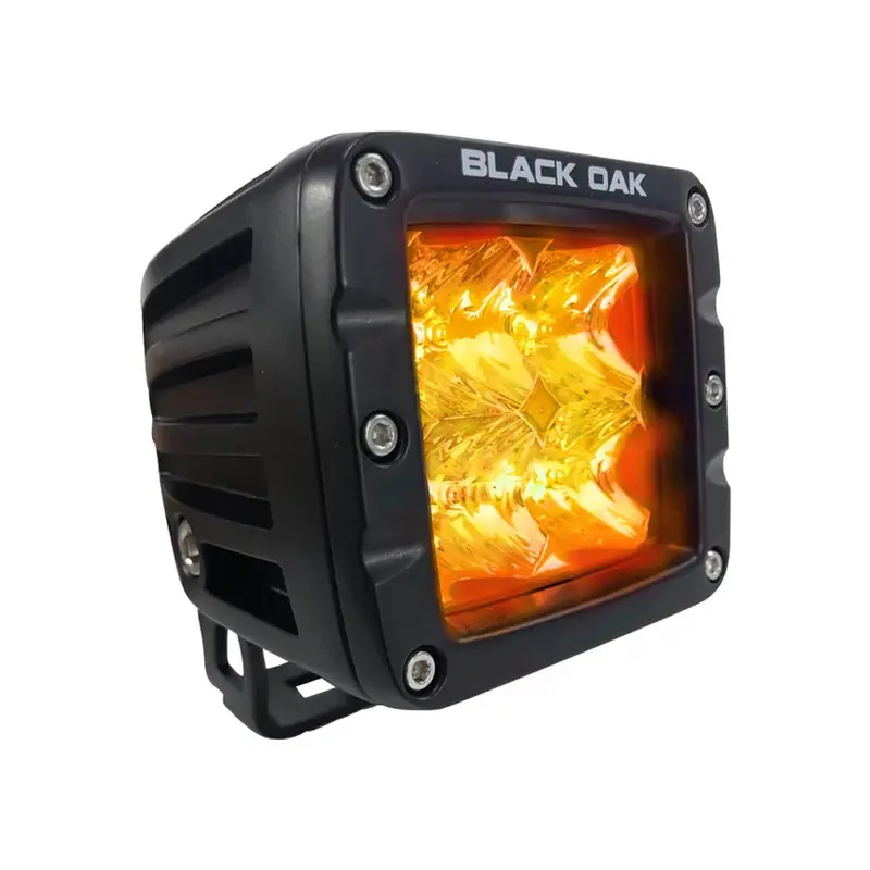 Black Oak 2" Amber Led Pod Light - Flood Optics - Black Housing - Pro Series 3.0 [2A-Pod30s] 1