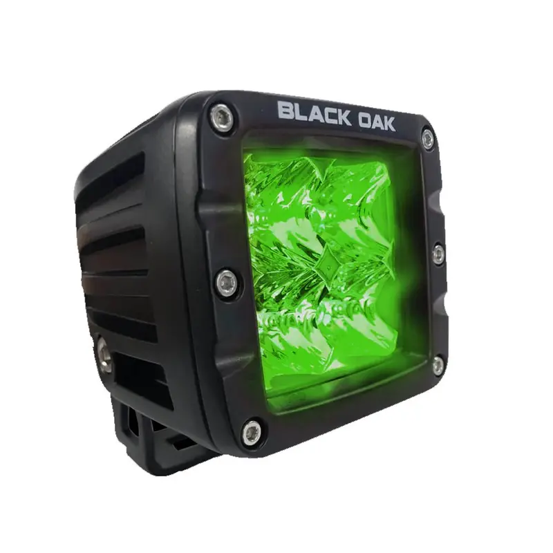 Black Oak 2" Green Led Hog Hunting Pod Light - Flood Optics - Black Housing - Pro Series 3.0 [2G-Pod3os] 1