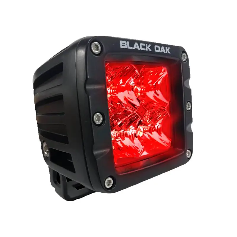 Black Oak 2" Red Led Predator Hunting Pod Light - Flood Optics - Black Housing - Pro Series 3.0 [2R-Pod3os] 1