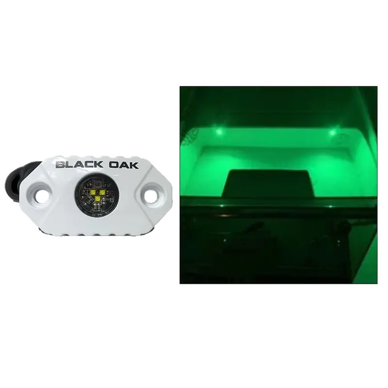 Black Oak Rock Accent Light - Green Leds - White Housing [Mal-G] 1