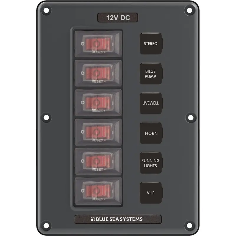 Blue Sea 4322 Circuit Breaker Switch Panel 6 Position - Gray [4322] 1