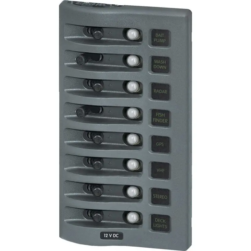 Blue Sea 4378 Weatherdeck Water Resistant Circuit Breaker Panel - 8 Position - Grey [4378] 1