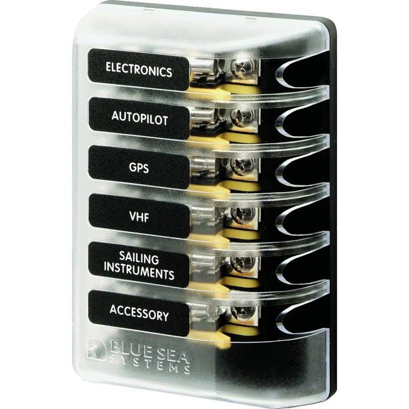 Blue Sea 5018 St Glass Fuse Block W/Out Negative Bus - 6 Circuit [5018] 1