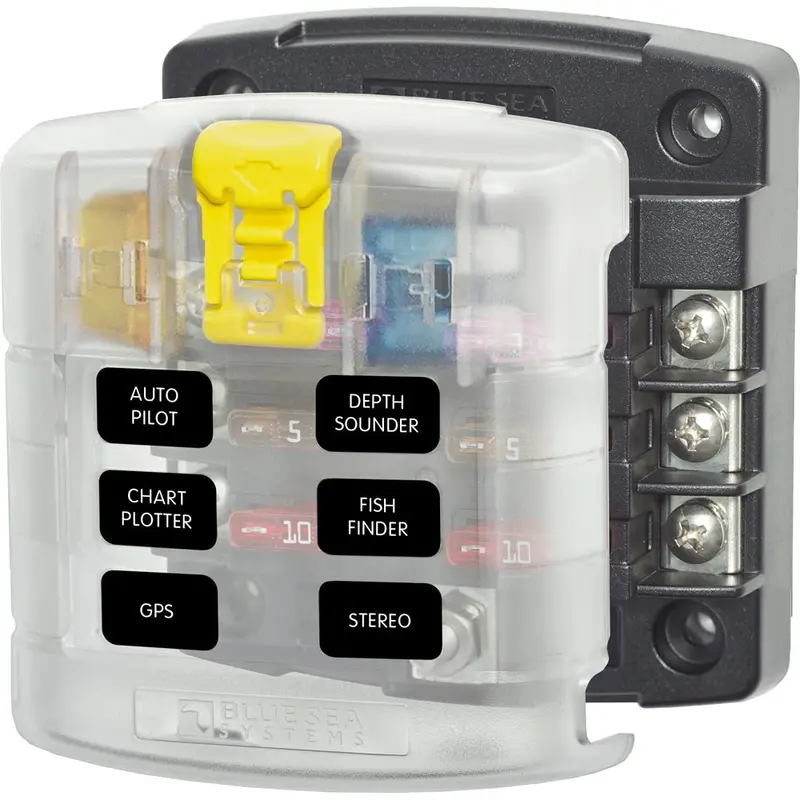 Blue Sea 5028 St Blade Fuse Block W/ Cover - 6 Circuit Without Negative Bus [5028] 1