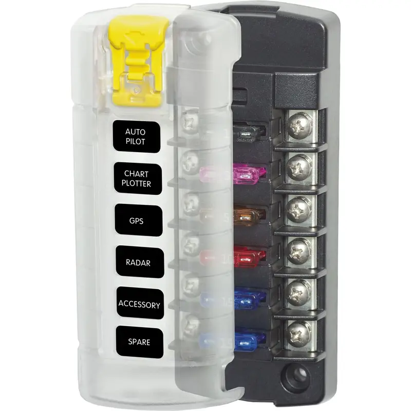 Blue Sea 5035 St Blade Fuse Block W/Cover - 6 Circuit Independent W/O Negative Bus [5035] 1