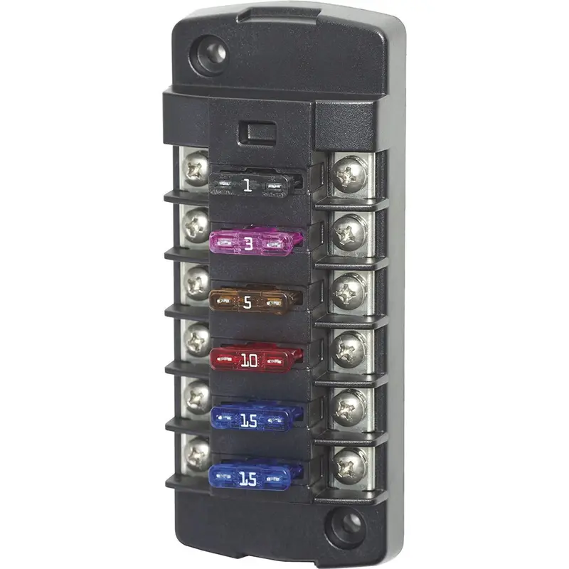 Blue Sea 5037 St Blade Fuse Block W/O Cover - 6 Circuit Independent W/O Negative Bus [5037] 1