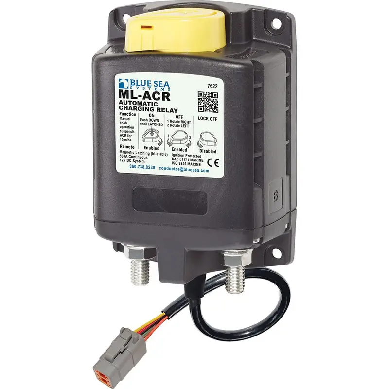 Blue Sea 7622100 Ml Acr Charging Relay 12V 500A W/Manual Control  Deutsch Connector [7622100] 1
