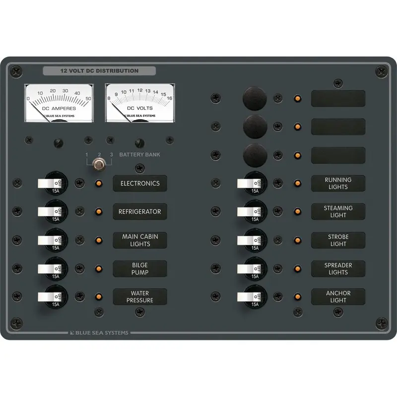 Blue Sea 8068 Dc 13 Position Toggle Branch Circuit Breaker Panel - White Switches [8068] 1