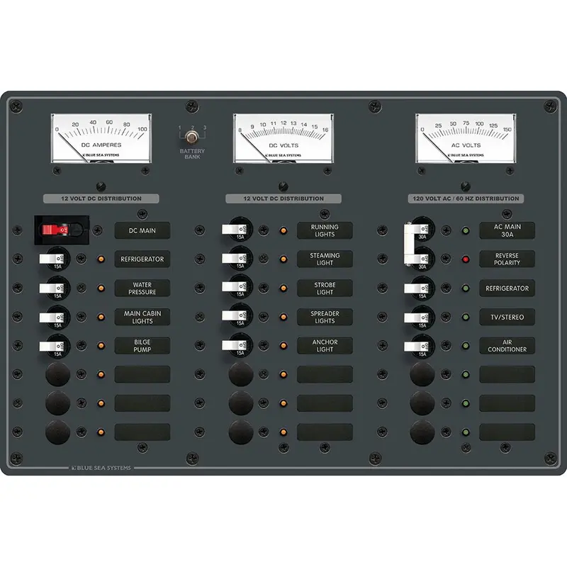 Blue Sea 8084 Ac Main +6 Positions/Dc Main +15 Positions Toggle Circuit Breaker Panel - White Switches [8084] 1