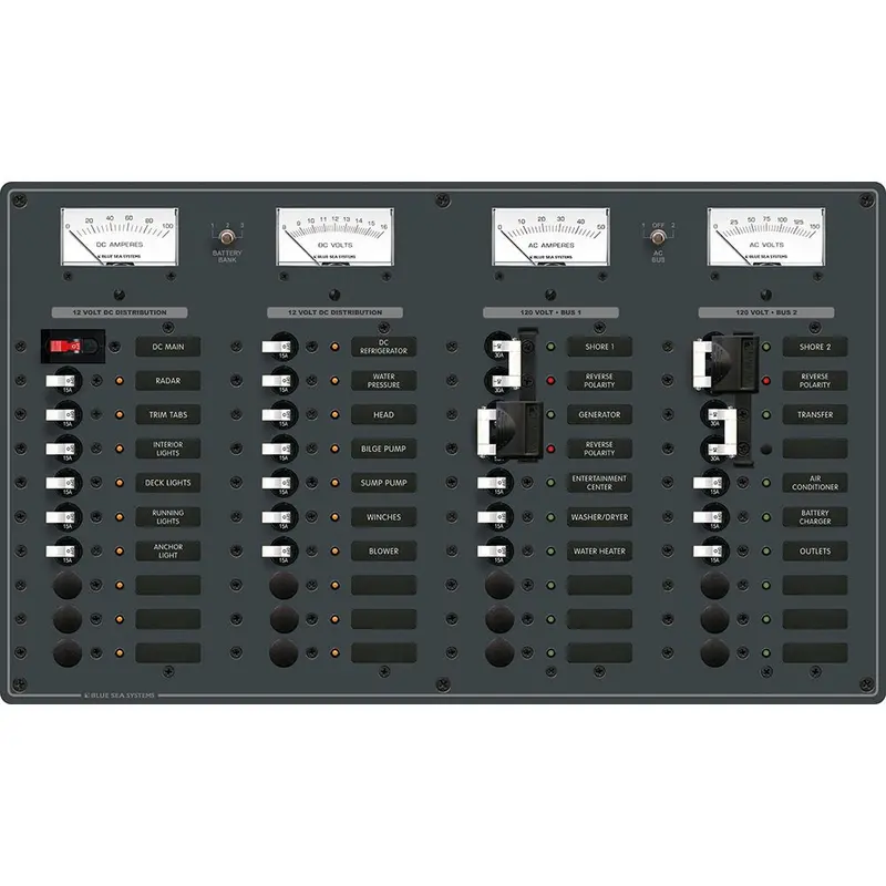 Blue Sea 8086 Ac 3 Sources +12 Positions/Dc Main +19 Position Toggle Circuit Breaker Panel - White Switches [8086] 1