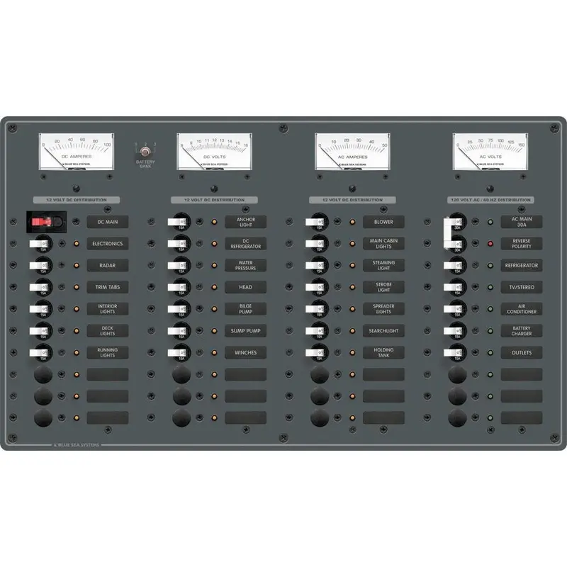 Blue Sea 8095 Ac Main +8 Positions / Dc Main +29 Positions Toggle Circuit Breaker Panel   (White Switches) [8095] 1