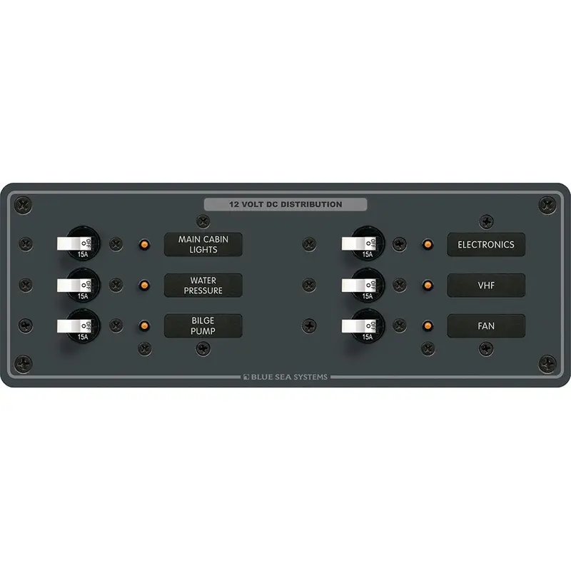 Blue Sea 8096 Dc 6 Position Toggle Branch Circuit Breaker Panel - White Switches [8096] 1