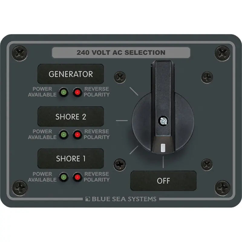 Blue Sea 8361 Ac Rotary Switch Panel 65 Ampere 3 Positions + Off, 3 Pole [8361] 1