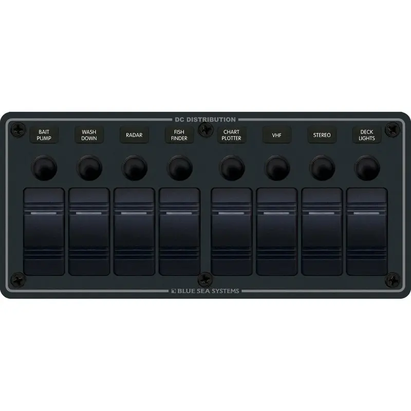 Blue Sea 8371 Water Resistant Panel - 8 Position - Black - Horizontal Mount [8371] 1