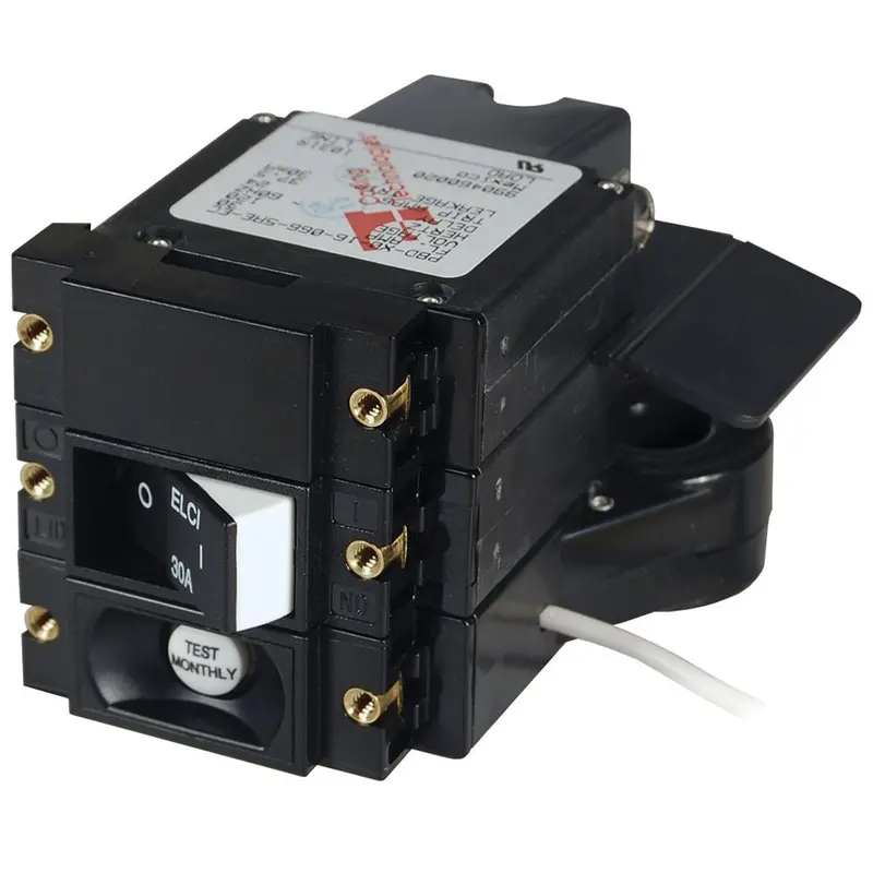 Blue Sea A-Series Elci Main Circuit Breaker - Double Pole 120V Ac 30A - Flat Rocker [3102100] 1