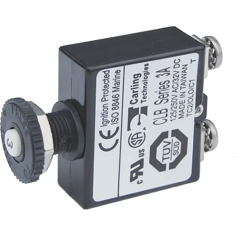Blue Sea Push Button Reset Only Screw Terminal Circuit Breaker - 3 Amps [2129] 1