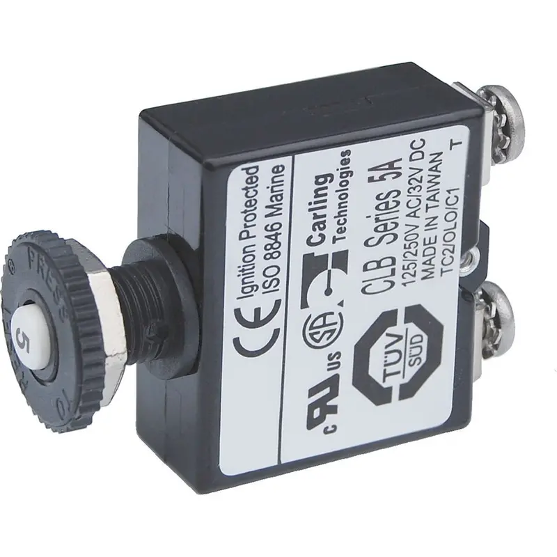 Blue Sea Push Button Reset Only Screw Terminal Circuit Breaker - 5 Amps [2130] 1
