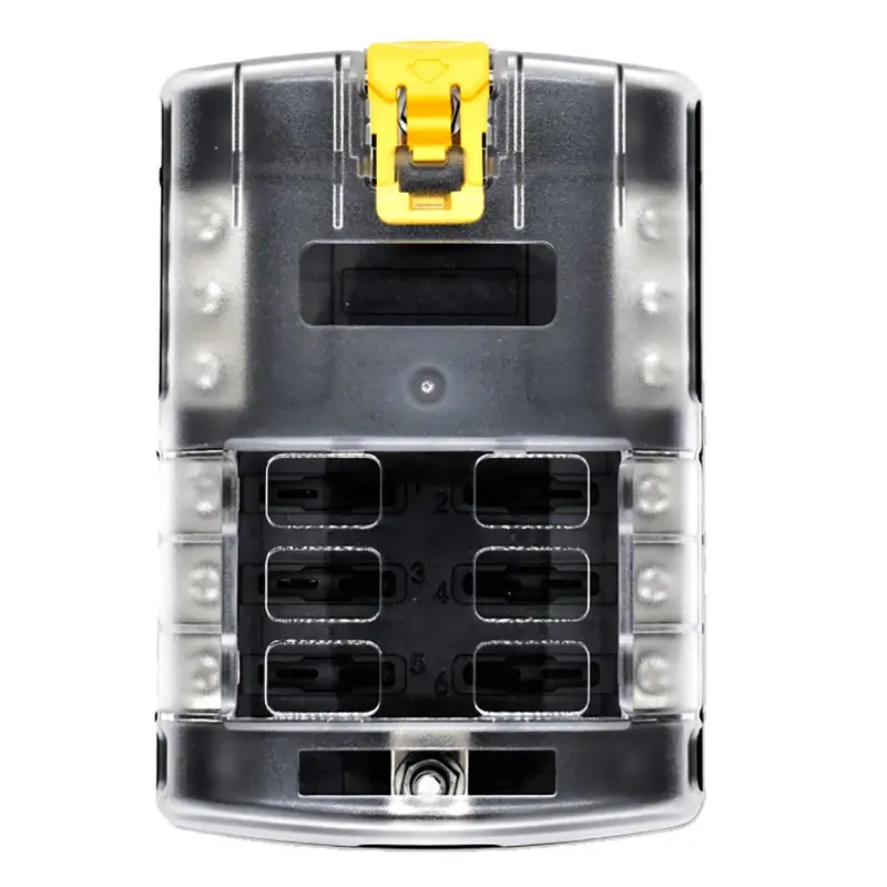 Bluewater 6 Position Fuse Block Atc W/Yellow Slide [3200-3003-006] 1