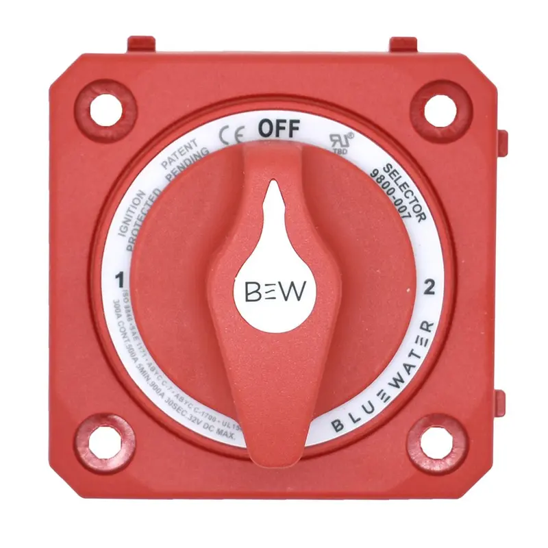 Bluewater Off/1/2/Both Battery Switch - Panel Mount - Red [9800-007-10] 1