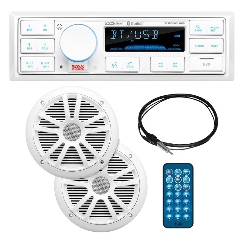 Boss Audio Mck500wb.6 Kit W/Mr500uab, 2 Mr6w Speakers, Mrant10 Antenna,  White Remote [Mck500wb.6] 1