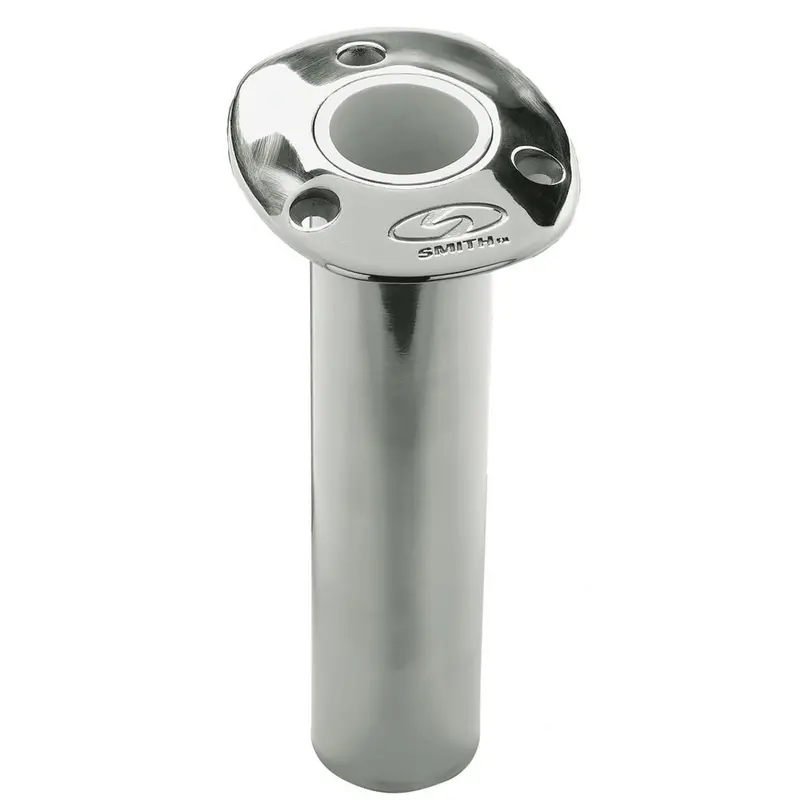 C.E. Smith Flush Mount Rod Holder - 0 Degree  9" Depth - Stainless Steel - Cast Bottom - White Vinyl Liner [53670Ca] 1