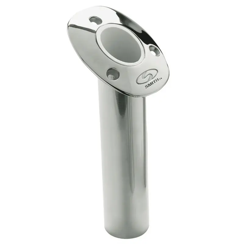 C.E. Smith Flush Mount Rod Holder - 30 Degree  9" Depth - Stainless Steel - Cast Bottom - White Vinyl Liner [53672Ca] 1