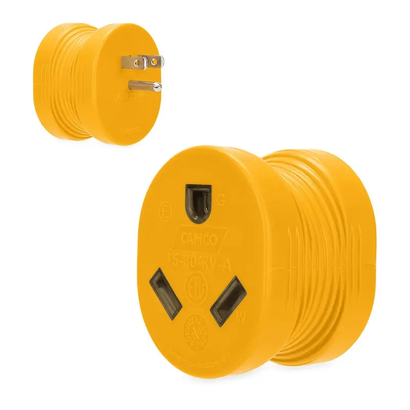 Camco Power Grip Rv Adapter - 15Amp Male/30Amp Female [55223] 1