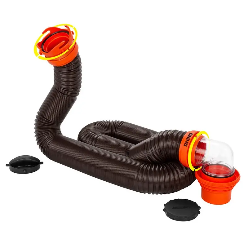 Camco Rhinoflex 15 Sewer Hose Kit W/4 In 1 Elbow Caps [39761] 1