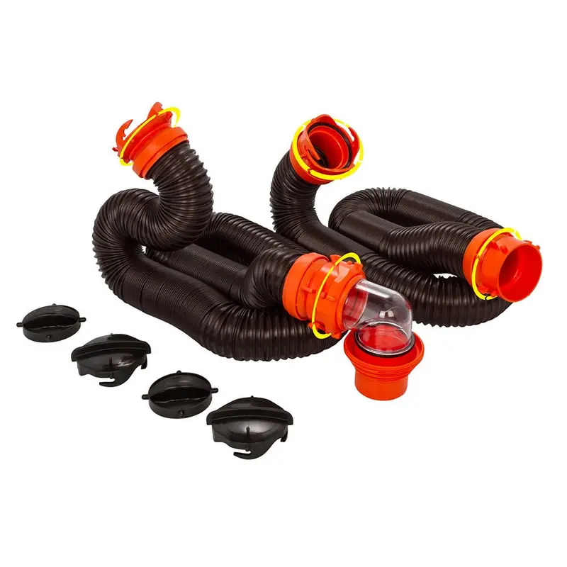 Camco Rhinoflex 20 Sewer Hose Kit W/4 In 1 Elbow Caps [39741] 1