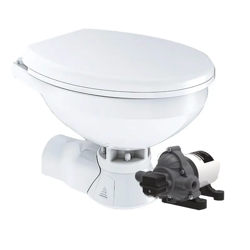 Commodore Quiet Flush Electric Toilet - Rear Macerator - Raw Water Pump - Regular Size [Cm4rmt] 1