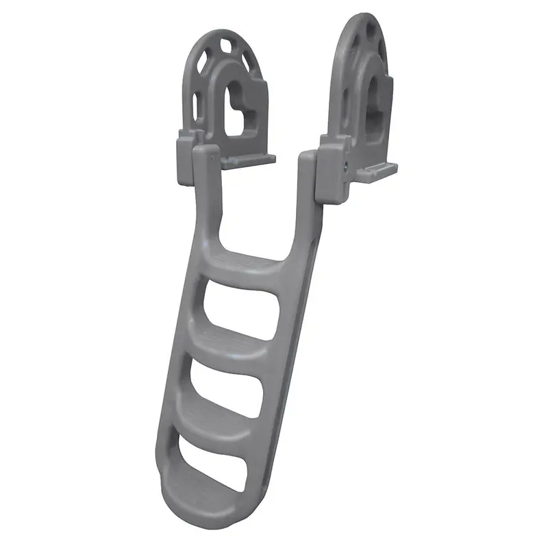 Dock Edge Stand-Off Flip-Up Polyethylene Roto Molded 4-Step Dock Ladder - Grey [De2084f] 1