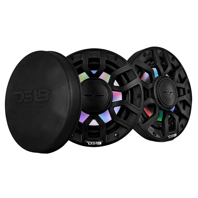 Ds18 6.5" 2-Way Coaxial Marine Speakers W/Digital Led Lights  Bullet Tweeter - Black - 150W, 4-Ohm [Nxl-Iq6/Bk] 1
