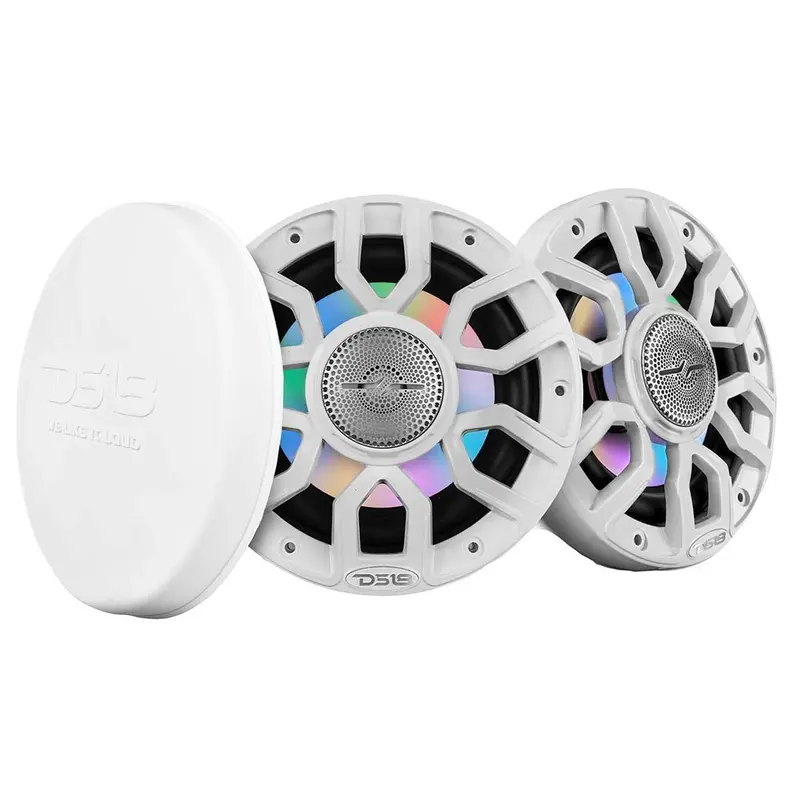 Ds18 6.5" 2-Way Coaxial Marine Speakers W/Digital Led Lights  Bullet Tweeter - White - 150W, 4-Ohm [Nxl-Iq6/Wh] 1