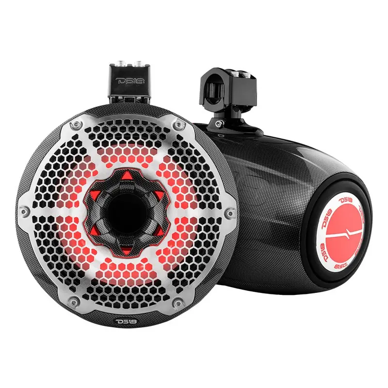 Ds18 Hydro 10" Neodymium Marine Towers W/Built-In Passive Radiator, 1" Driver  Rgb Led Light - 900W - Black [Cf-X10tpneo] 1