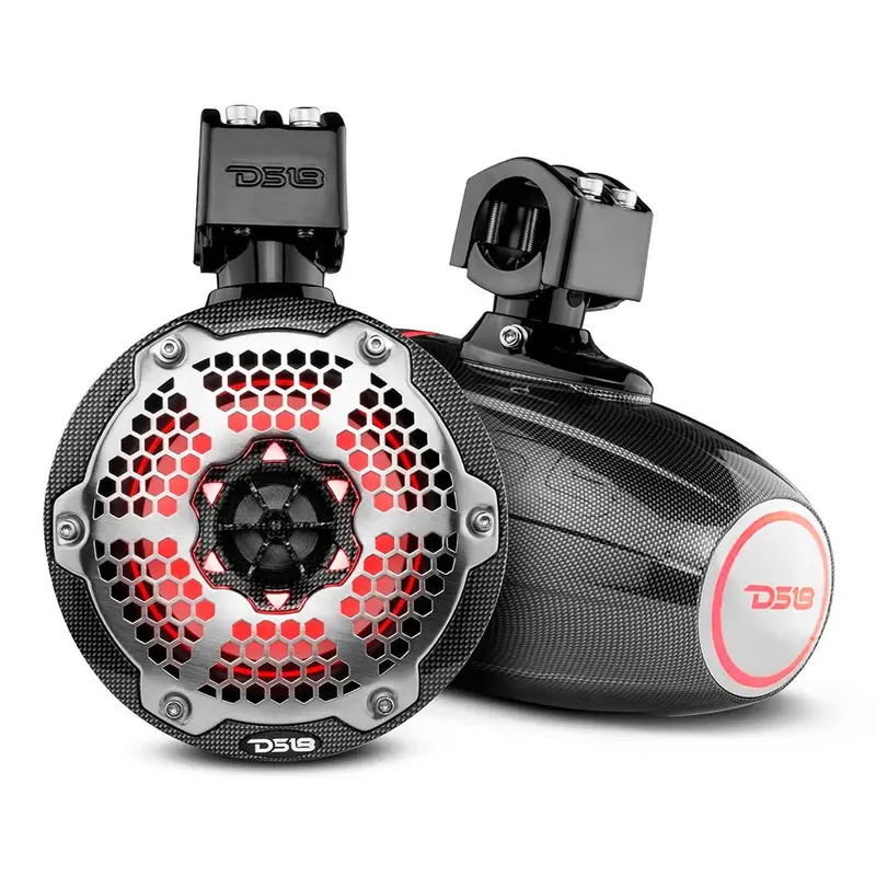 Ds18 X Series Hydro 6.5" Wakeboard Pod Tower Speaker W/Rgb Led Light - Black Carbon Fiber [Cf-X6tp] 1
