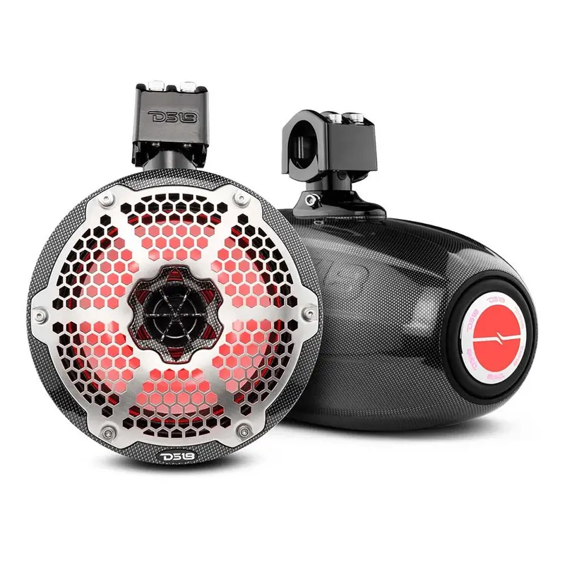 Ds18 X Series Hydro 8" 2-Way Wakeboard Pod Tower Speakers W/1 Driver  Rgb Lights - 550W - Black Carbon [Cf-X8tpneo] 1