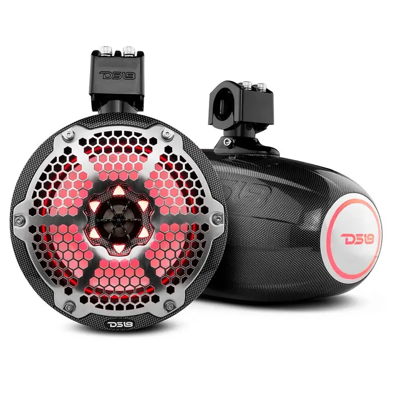 Ds18 X Series Hydro 8" Wakeboard Pod Tower Speaker W/Rgb Led Light - 425W - Black Carbon Fiber [Cf-X8tp] 1