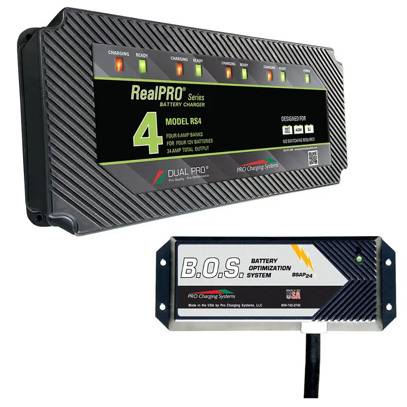 Dual Pro Rs4 4 Bank Battery Charger W/3 Bank B.O.S. [Rs4/Bos12v3] 1