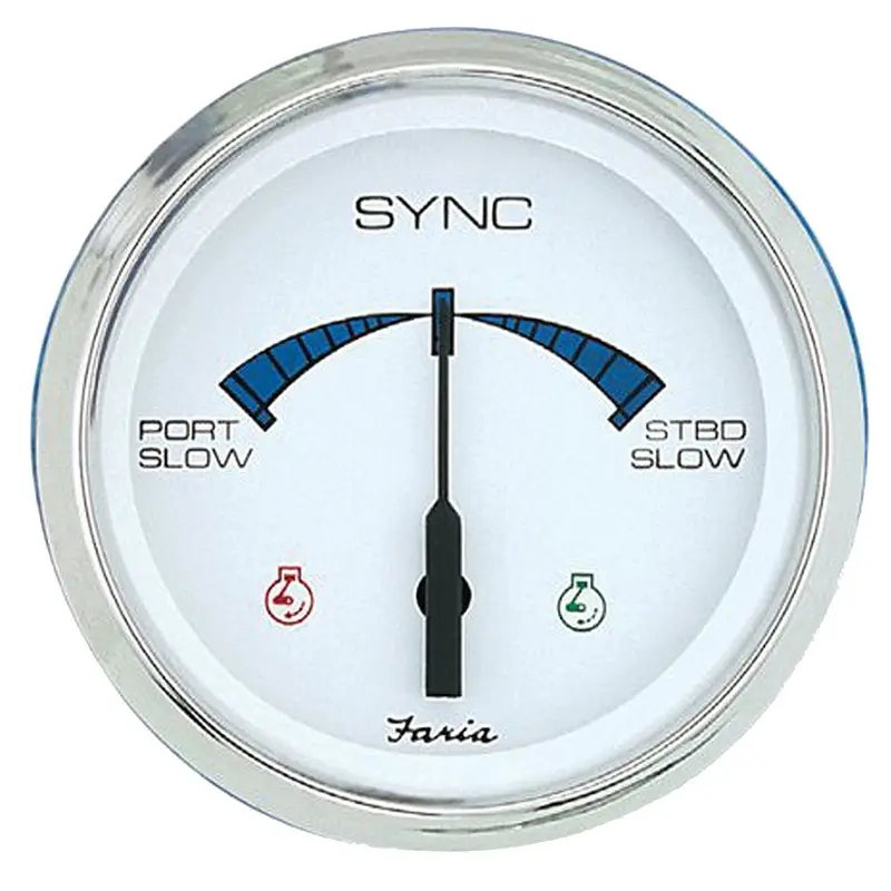 Faria 4" Chesapeake Ss White Engine Synchronizer - Dual Gas  Var Ratio Alt Diesel [33801] 1