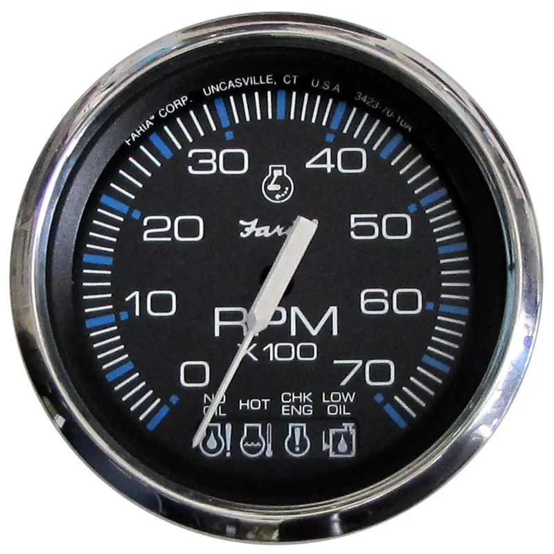 Faria Chesapeake Black Ss 4" Tachometer W/Systemcheck Indicator - 7000 Rpm (Gas) F/ Johnson / Evinrude Outboard) [33750] 1