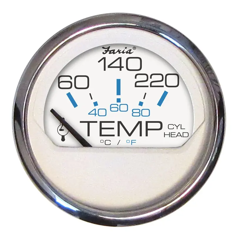 Faria Chesapeake White Ss 2" Cylinder Head Temperature Gauge (60-220F) [13806] 1