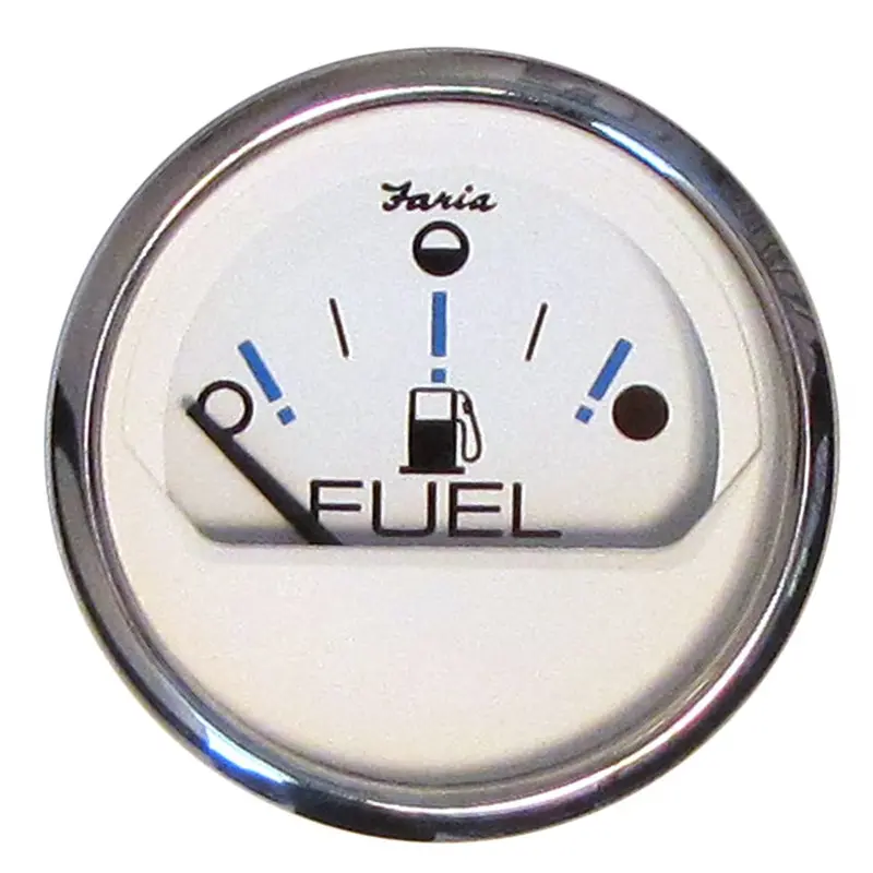 Faria Chesapeake White Ss 2" Fuel Level Gauge - Metric (E-1/2-F) [13818] 1